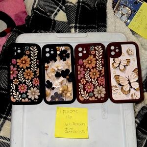 Floral Butterfly iPhone 16 Case - Black and Brown